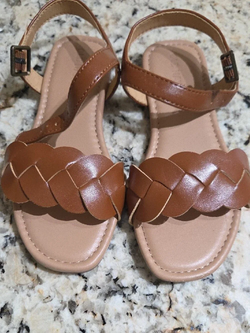 Old Navy Girls' Tan Braided Strap Sandals with Buckle